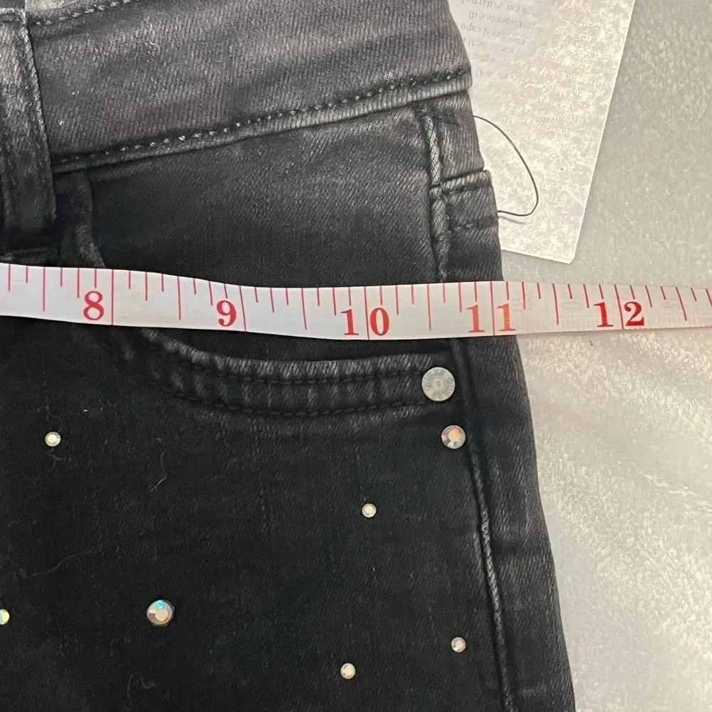 Guess Vintage black embroidered hand beaded girls skinny jeans size 7 Zip front - Picture 15 of 16